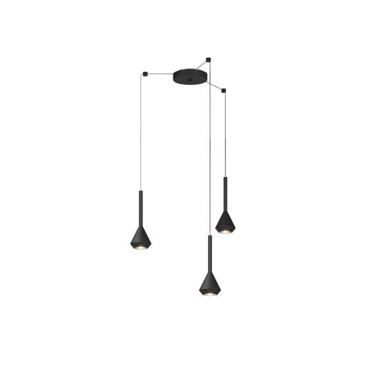 Lampadario Moderno Aygo Metallo Nero 3 Luci Gu10 1202NE_S3S-NE