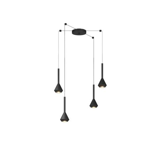 Lampadario Moderno Aygo Metallo Nero 4 Luci Gu10 1202NE_S4S-NE