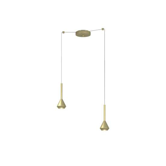 Lampadario Moderno Aygo Metallo Ottone 2 Luci Gu10 1202OT_S2S-OT