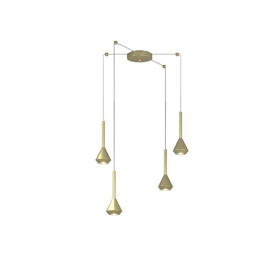 Lampadario Moderno Aygo Metallo Ottone 4 Luci Gu10 1202OT_S4S-OT
