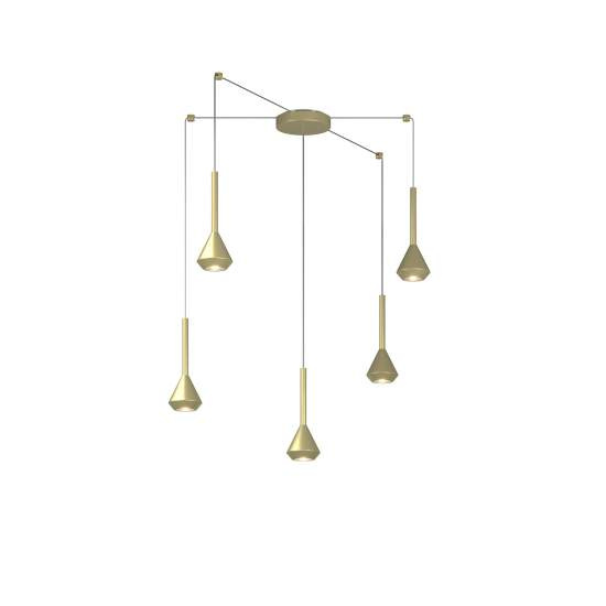 Lampadario Moderno Aygo Metallo Ottone 5 Luci Gu10 1202OT_S5S-OT