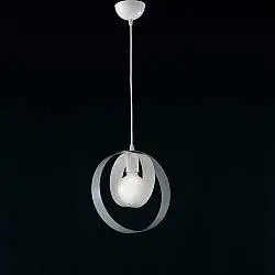 Sospensione Moderna 1 Luce Cerchi Ferro Bianco e Grigio Serie Bolla