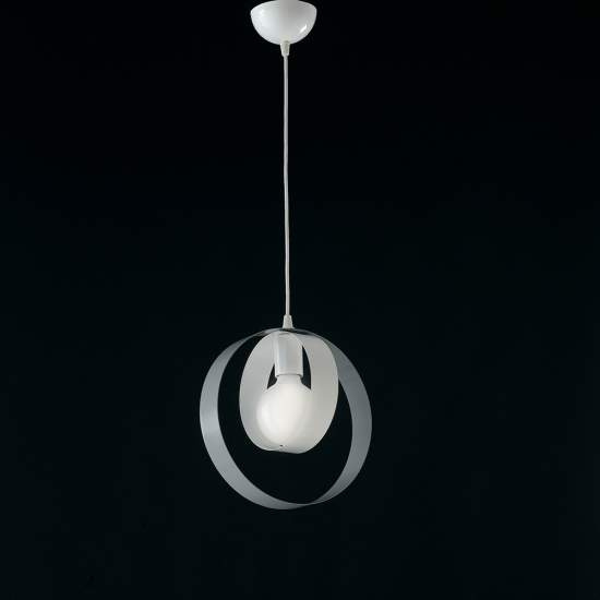Sospensione Moderna 1 Luce Cerchi Ferro Bianco e Grigio Serie Bolla | Lampadari e Sospensioni | Luce Art Shop Sospensione Moderna 1 Luce Cerchi Ferro Bianco e Grigio Serie Bolla | Be Light
