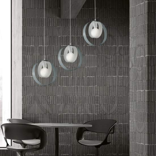 Sospensione Moderna 1 Luce Cerchi Ferro Bianco e Grigio Serie Bolla | Lampadari e Sospensioni | Luce Art Shop Sospensione Moderna 1 Luce Cerchi Ferro Bianco e Grigio Serie Bolla | Be Light