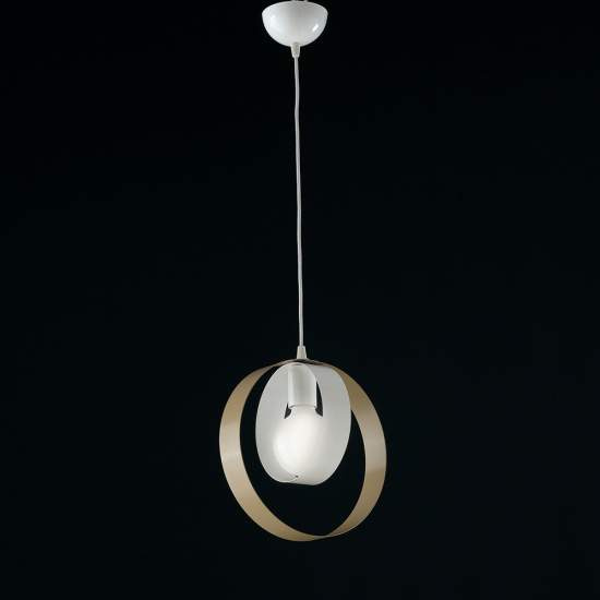 Sospensione Moderna 1 Luce Cerchi Ferro Bianco e Tortora Serie Bolla | Lampadari e Sospensioni | Luce Art Shop Sospensione Moderna 1 Luce Cerchi Ferro Bianco e Tortora Serie Bolla | Be Light