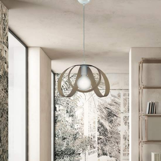 Sospensione Moderna 1 Luce Ferro Laccato Bianco e Tortora Serie Piovra | Lampadari e Sospensioni | Luce Art Shop Sospensione Moderna 1 Luce Ferro Laccato Bianco e Tortora Serie Piovra | Be Light