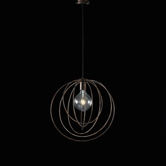Sospensione Minimal 1 Luce Cerchi Ferro Laccato Nero e Rame Serie Round | Lampadari e Sospensioni | Luce Art Shop Sospensione Minimal 1 Luce Cerchi Ferro Laccato Nero e Rame Serie Round | Be Light