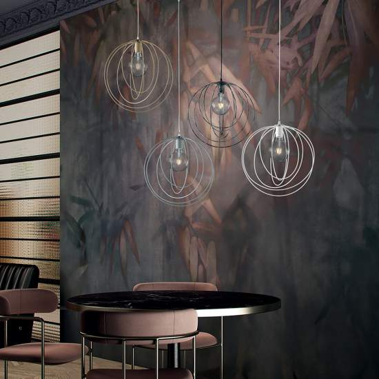 Sospensione Minimal 1 Luce Cerchi Ferro Laccato Nero e Rame Serie Round | Lampadari e Sospensioni | Luce Art Shop Sospensione Minimal 1 Luce Cerchi Ferro Laccato Nero e Rame Serie Round | Be Light