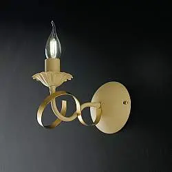 Applique Classico 1 Luce Ferro Battuto Avorio e Oro Serie Bandolo