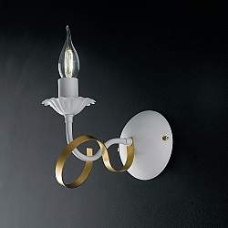 Applique Classico 1 Luce Ferro Battuto Bianco e Oro Serie Bandolo Applique Classico 1 Luce Ferro Battuto Bianco e Oro Serie Bandolo