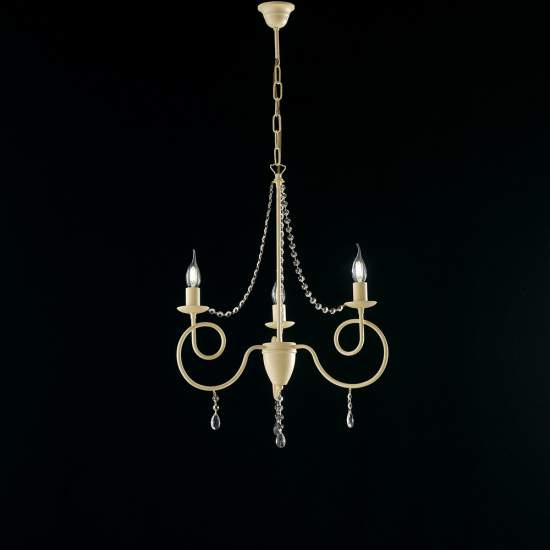 Lampadario Classico 3 Luci Ferro Decapé Avorio e Cristalli Serie Elegant | Lampadari e Sospensioni | Luce Art Shop Lampadario Classico 3 Luci Ferro Decapé Avorio e Cristalli Serie Elegant | Be Light