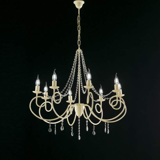 Lampadario Classico 8 Luci Ferro Decapé Avorio e Cristalli Serie Elegant | Lampadari e Sospensioni | Luce Art Shop Lampadario Classico 8 Luci Ferro Decapé Avorio e Cristalli Serie Elegant | Be Light