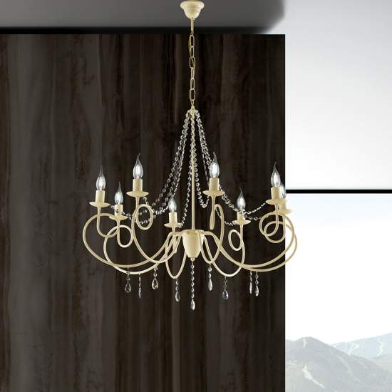 Lampadario Classico 8 Luci Ferro Decapé Avorio e Cristalli Serie Elegant | Lampadari e Sospensioni | Luce Art Shop Lampadario Classico 8 Luci Ferro Decapé Avorio e Cristalli Serie Elegant | Be Light