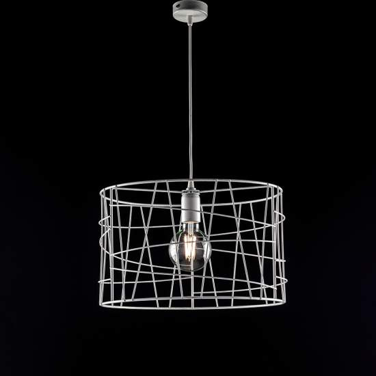Sospensione Moderna 1 Luce Stuttura con Fili Ferro Bianco e Argento Serie Joia | Lampadari e Sospensioni | Luce Art Shop Sospensione Moderna 1 Luce Stuttura con Fili Ferro Bianco e Argento Serie Joia | Be Light