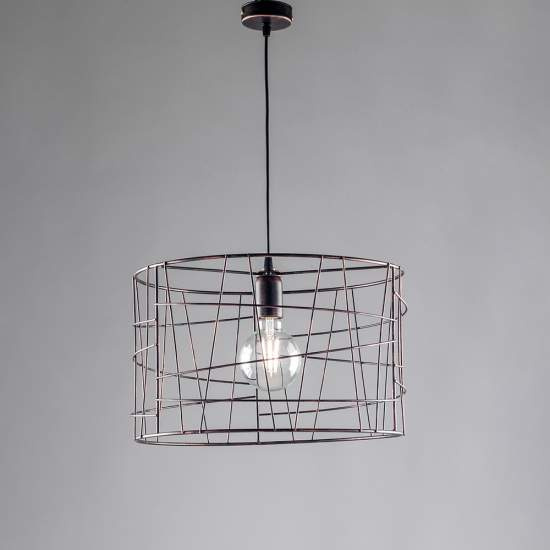 Sospensione Moderna 1 Luce Stuttura con Fili Ferro Nero e Rame Serie Joia | Be Light