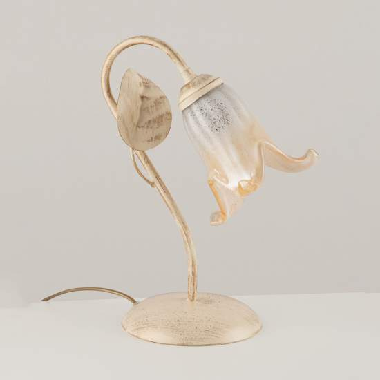 Lumetto Classico 1Luce Foglie in Ferro Battuto Vetro Avorio e Oro Serie Limone | Be Light
