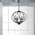 Lampadario a Gabbia 6 Luci Ferro Nero e Argento Serie Katerina | Be Light