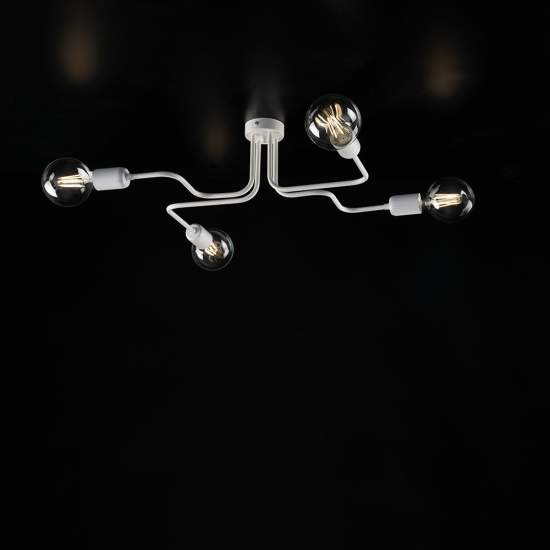 Plafoniera Industrial 4 Luci Ferro Bianco e Argento Serie Loft | Plafoniere - Lampade da soffitto | Luce Art Shop Plafoniera Industrial 4 Luci Ferro Bianco e Argento Serie Loft | Be Light