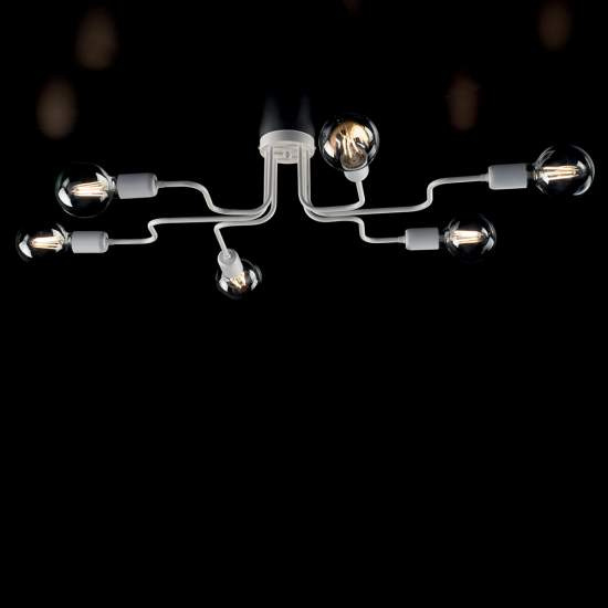 Plafoniera Industrial 6 Luci Ferro Bianco e Argento Serie Loft | Plafoniere - Lampade da soffitto | Luce Art Shop Plafoniera Industrial 6 Luci Ferro Bianco e Argento Serie Loft | Be Light