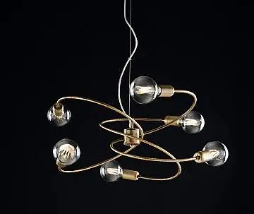 Sospensione moderna 6 Luci Ferro Bronzo Spazzolato Serie Vortex