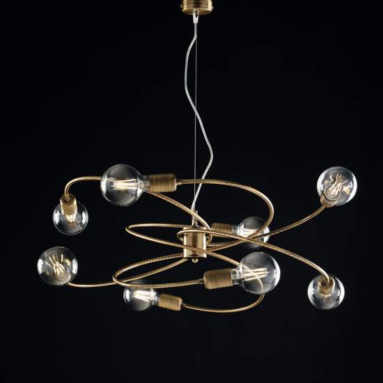 Sospensione moderna 8 Luci Ferro Bronzo Spazzolato Serie Vortex | Be Light