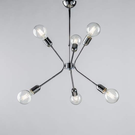 Sospensione Moderna 6 Luci Ferro Cromo Serie Bpm | Be Light