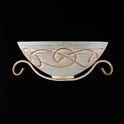 Applique Rustico 1 Luce Ferro Battuto Avorio e Oro Vetro Ambra Serie Faraone