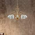 Lampadario Classico 5 Luci Ferro Avorio Decapé e Vetro Bianco Serie Antico | Be Light