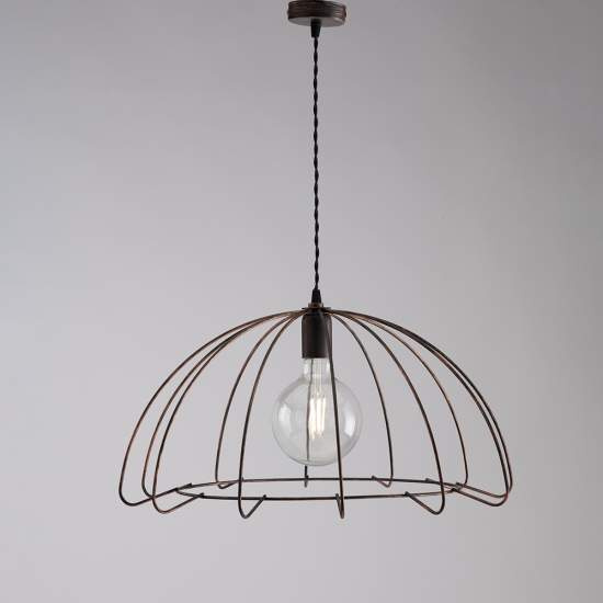 Sospensione Industrial 1 Luce Ferro Nero e Rame Serie Elia | Be Light