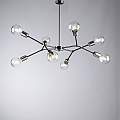 Sospensione Minimale 8 Luci Ferro Nero Satinato e Cromo Serie Hex | Be Light