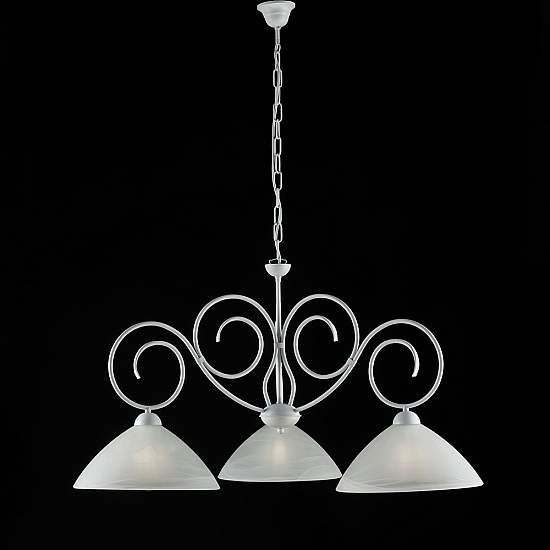 Lampadario Classico 3 Luci Ferro Battuto Bianco Shabby Vetro Bianco Serie Milly | Lampadari e Sospensioni | Luce Art Shop Lampadario Classico 3 Luci Ferro Battuto Bianco Shabby Vetro Bianco Serie Milly | Be Light
