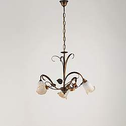 Lampadario Classico Arte Povera 3 Luci Ferro Battuto Marrone e Oro Serie Cestino Lampadario Classico Arte Povera 3 Luci Ferro Battuto Marrone e Oro Serie Cestino