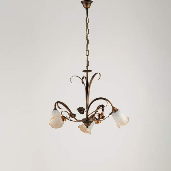 Lampadario Classico Arte Povera 3 Luci Ferro Battuto Marrone e Oro Serie Cestino | Lampadari e Sospensioni | Luce Art Shop Lampadario Classico Arte Povera 3 Luci Ferro Battuto Marrone e Oro Serie Cestino | Be Light