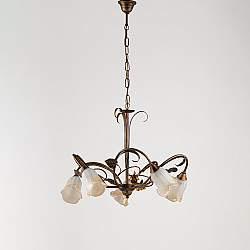 Lampadario Classico Arte Povera 5 Luci Ferro Battuto Marrone e Oro Serie Cestino Lampadario Classico Arte Povera 5 Luci Ferro Battuto Marrone e Oro Serie Cestino