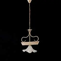 Lampadario Rustico Cedro Avorio 1 Luce E27