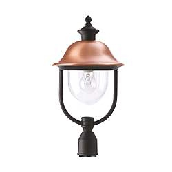 Testa Palo Esterno Classico Tatum Alluminio Nero Rame 1 Luce E27 Ip44 Testa Palo Esterno Classico Tatum Alluminio Nero Rame 1 Luce E27 Ip44
