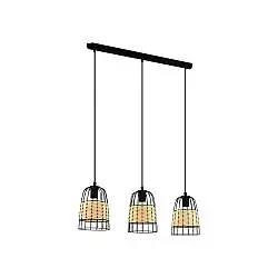 Lampadario Industrial Anwick 3 Luci Metallo Nero