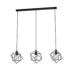 Lampadario Industrial Straiton 3 Luci Acciaio Nero