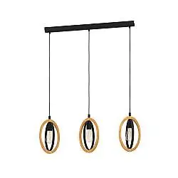 Lampadario Industrial Basildon 3 Luci Metallo Nero E Marrone