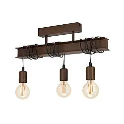 Plafoniera Industrial Townshend 4 3 Luci Acciaio Marrone Invecchiato