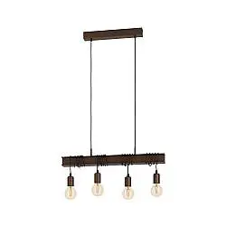 Lampadario Industrial Townshend 4 4 Luci Acciaio Marrone Invecchiato E Nero