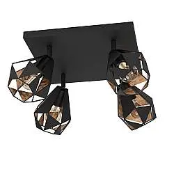 Spot Moderno Carlton 7 In Acciaio Nero 4 Luci E27 40W