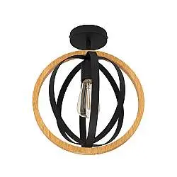 Plafoniera Industrial Basildon 1 Luce Metallo Nero E Marrone