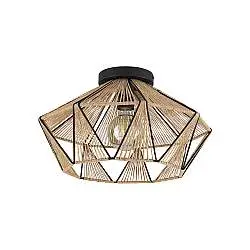 Plafoniera Contemporanea Adwickle 1 Luce Metallo Nero E Tessuto