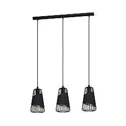 Lampadario Industrial Austell 3 Luci Acciaio Nero