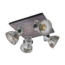 Spot Rustico Country Barnstaple Legno Marronemarrone Patinato 4 Luci E27 40W