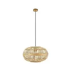 Lampadario Rustico Amsfield 1 Luce Metallo Marrone E Legno