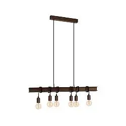 Lampadario Industrial Townshend 4 6 Luci Acciaio Marrone Invecchiato