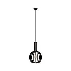 Lampadario Industrial Velasco 1 Luce Acciaio Nero Diffusore Nero Tondo