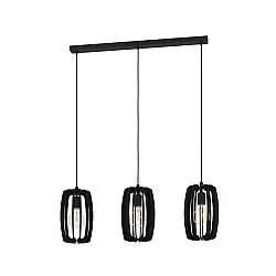 Lampadario Industrial Bajazzara 3 Luci Acciaio Nero Diffusore Nero